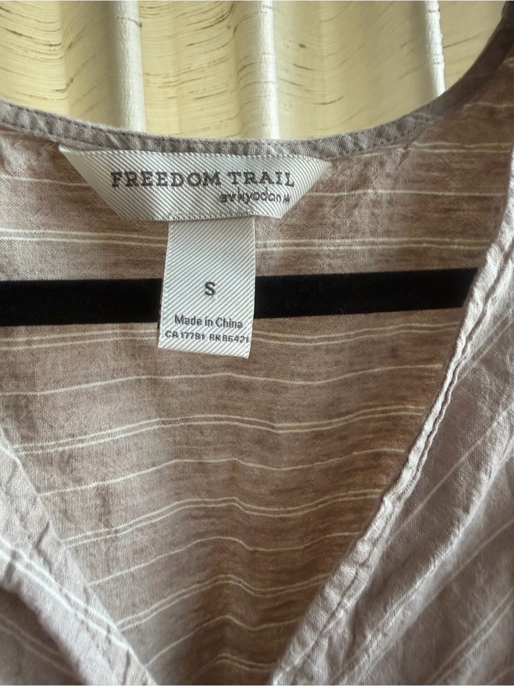 Linen-Blend Wrap Dress — Taupe Stripe - Picture 2 of 9